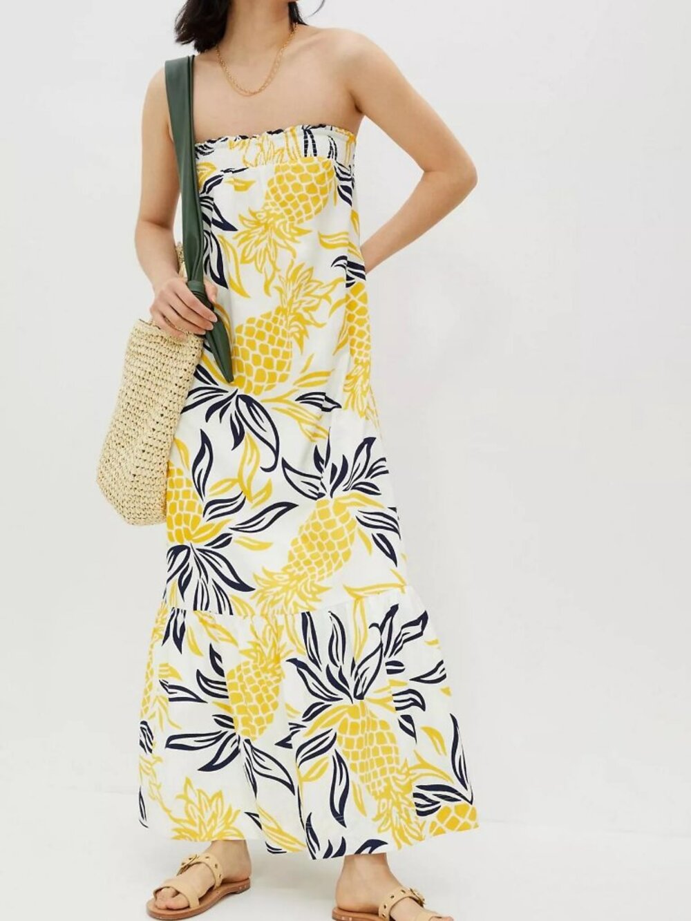 Anthropologie Pineapple Flounced Maxi Dress